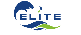 Elite Logo mit Wellen und Tropfen.